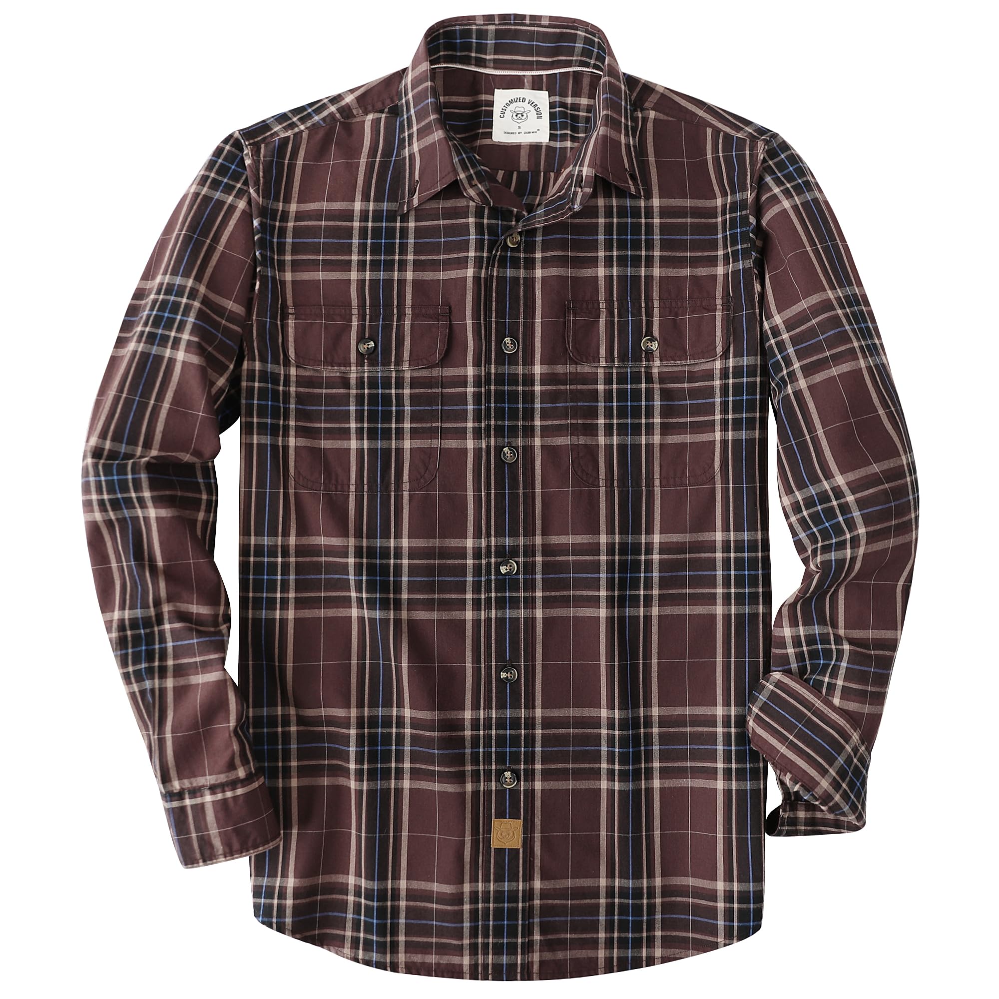 Dubinik® Mens Long Sleeve Button Down Shirts Casual Plaid Shirt with Practical D