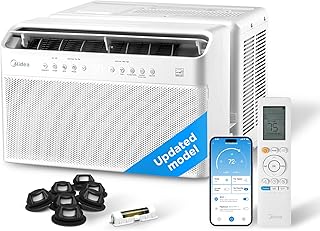 Midea 8,000 BTU U-Shaped Smart Inverter Window AC, Cools 350 Sq Ft, Ultra Quiet, Alexa/Google Compatible, 37% Energy Savings