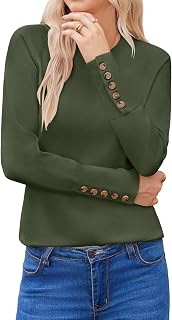 Hotouch Women's Elegant Long Sleeve Round Neck Knitted Autumn Winter Solid Color Sweater