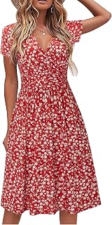 STYLEWORD Womens Floral Dresses Wrap Casual Work Summer Sundress Spring Short Sleeve Fit Flare Belly Fat