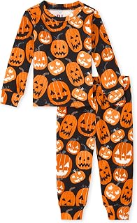 The Children's Place Baby Girls Family Matching Christmas Holiday Sets, Snug Fit 100% Cotton, Adult, Big Kid, Toddler, Pajama Set, Hlwn Pumpkin, 4T US