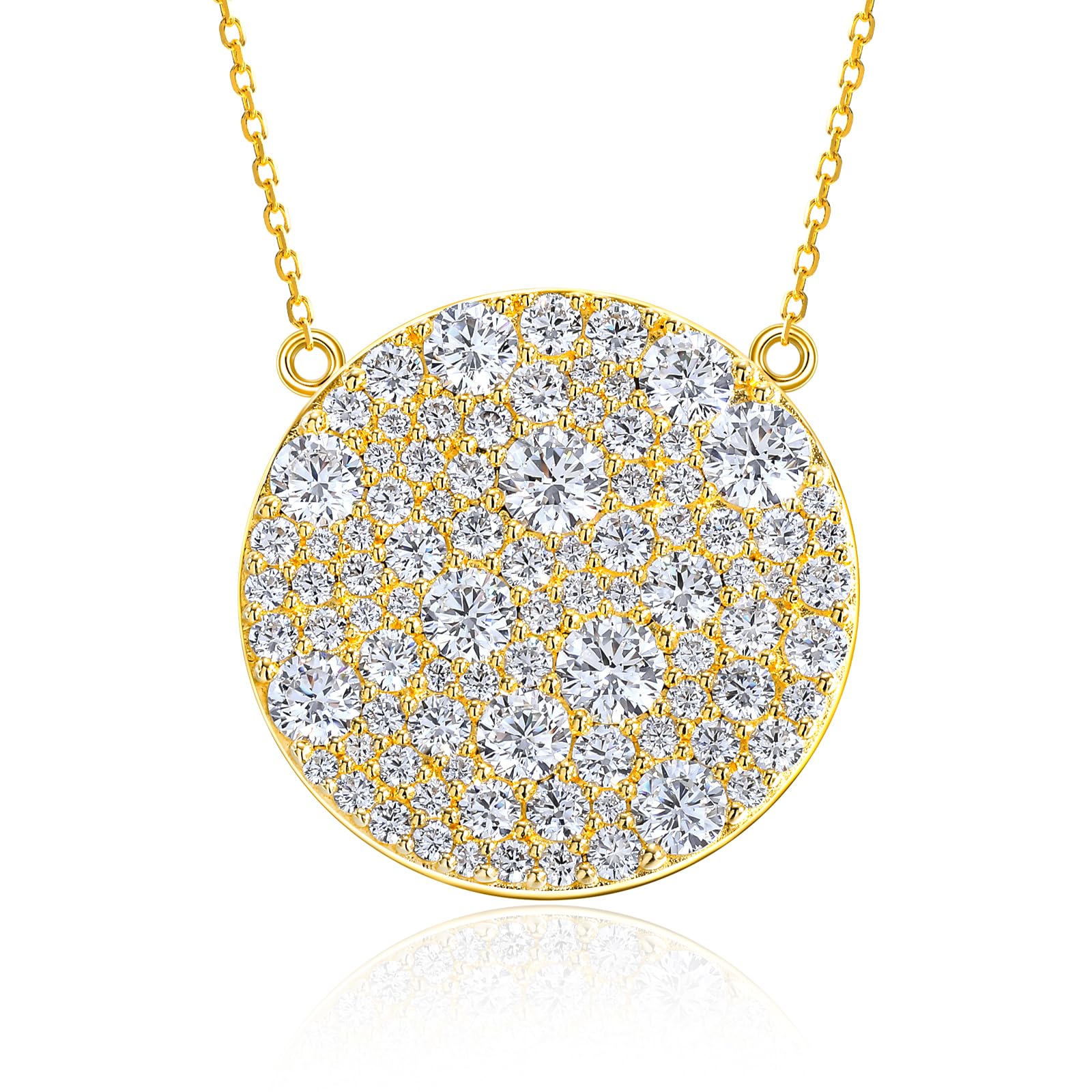 14K Gold Plated Silver Pave Birthstone Pendant Necklace for Women