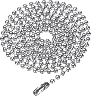Generic Stainless Steel Ball Chain 2.4mm Length 35.4" 316L Round Bead Necklace Dog Tag Pull Chain with Connector Clasp for Men Women Jewelry Making Bracelet Keychain, Silver