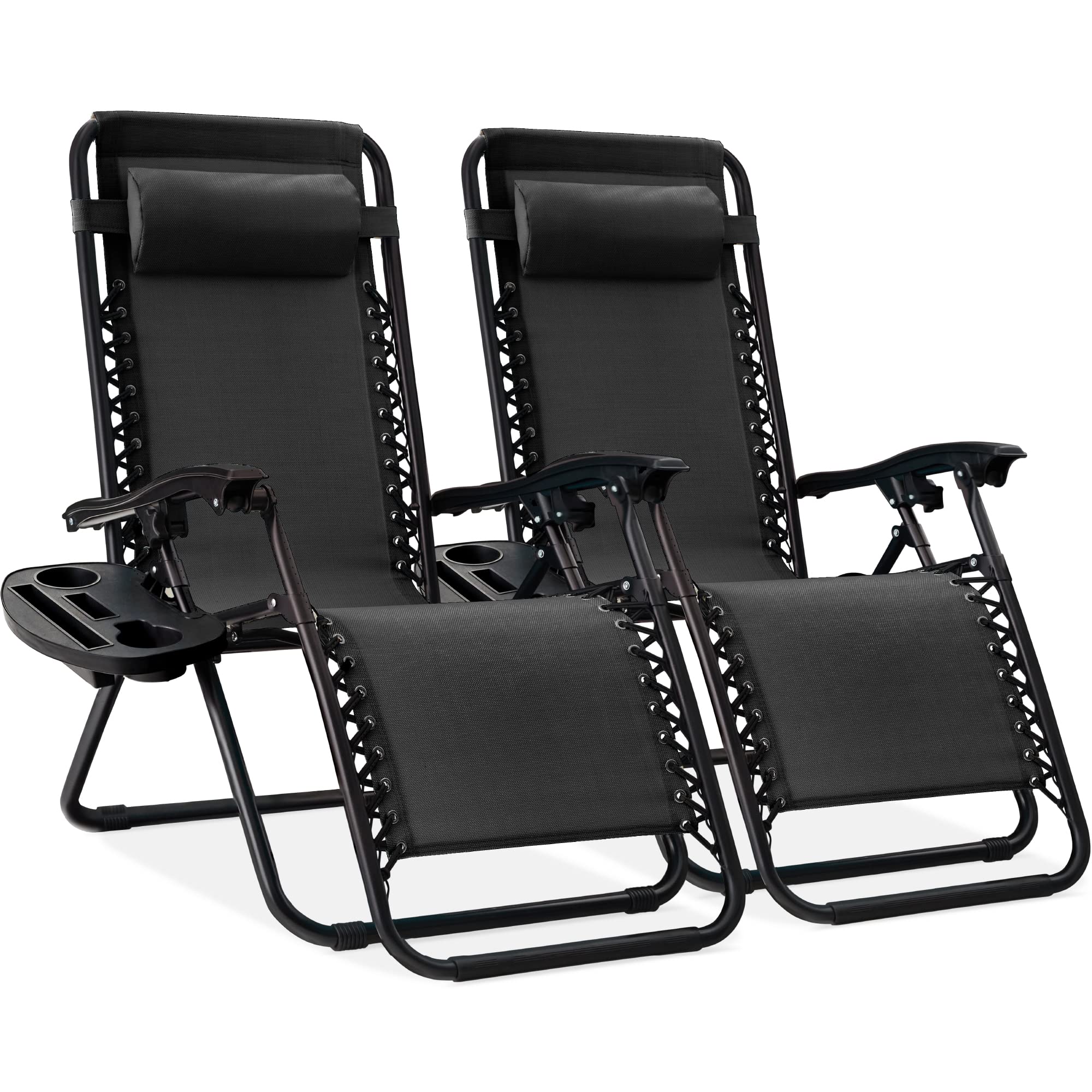 Best Choice Products Zero Gravity Chair Recliner, Black | Set of 2 w/ Pillows an