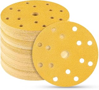 STEBRUAM 50 pieces Sanding Discs 150 mm Sandpaper 80 Grit 15 Holes Ideal for 6 Inches Sander Eccentric Sander and Orbit Sander