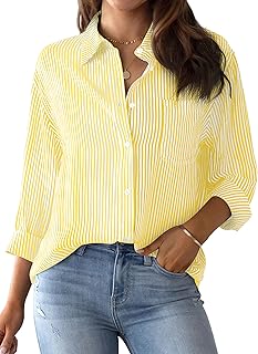 NONSAR - Women's Elegant Long Sleeve Button Down Casual Office Work Cotton Blouse