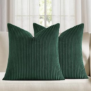 16"x16" Forest Green Velvet Throw Blankets Pack of 1 Striped Soft Square Throw Pillow Covers for Sofa Bed Living Room Bed Farmhouse Home Decor