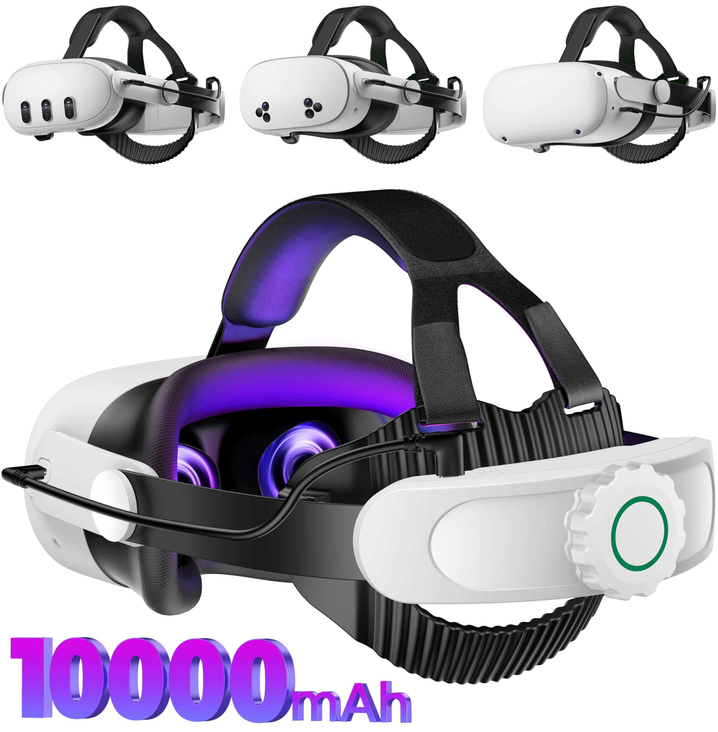 Battery Head Strap Compatible with Oculus Meta Quest 3S/3/2,10000mAh Battery VR 
