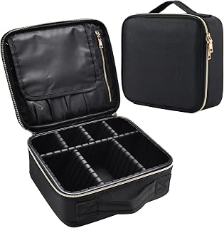 Joligrace Makeup Bag Cosmetic Case Vanity Travel Beauty Box Make Up Train Case Hairdressing Tools Organiser with Adjustable Compartment Oxford Fabric