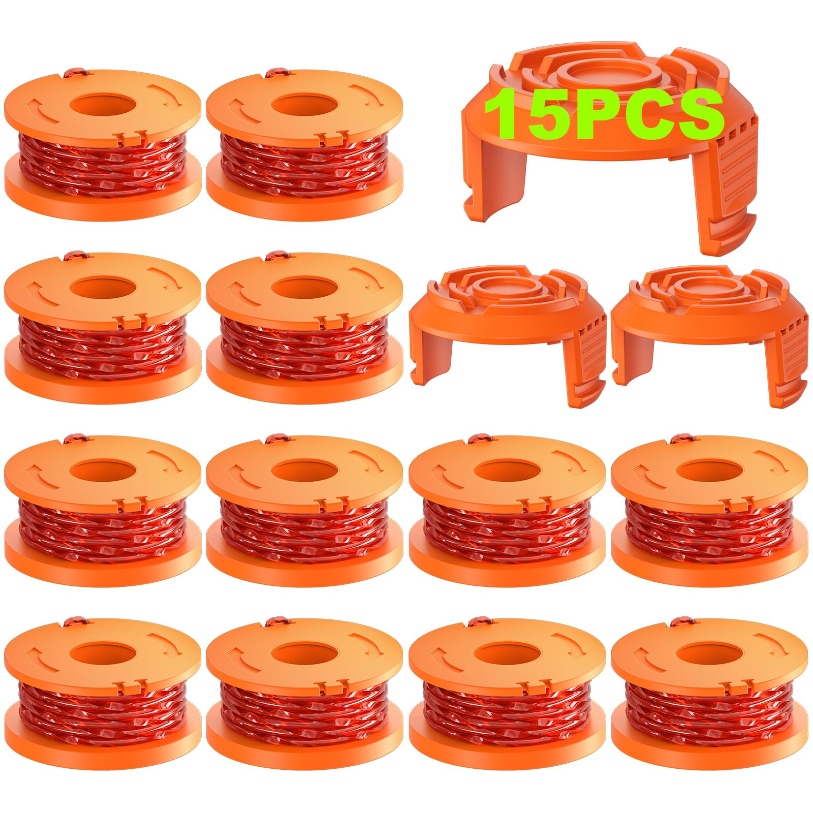 15 Pack (WA0010) Trimmer Spool Line for Worx, Replacement Weed Eater String | 0.