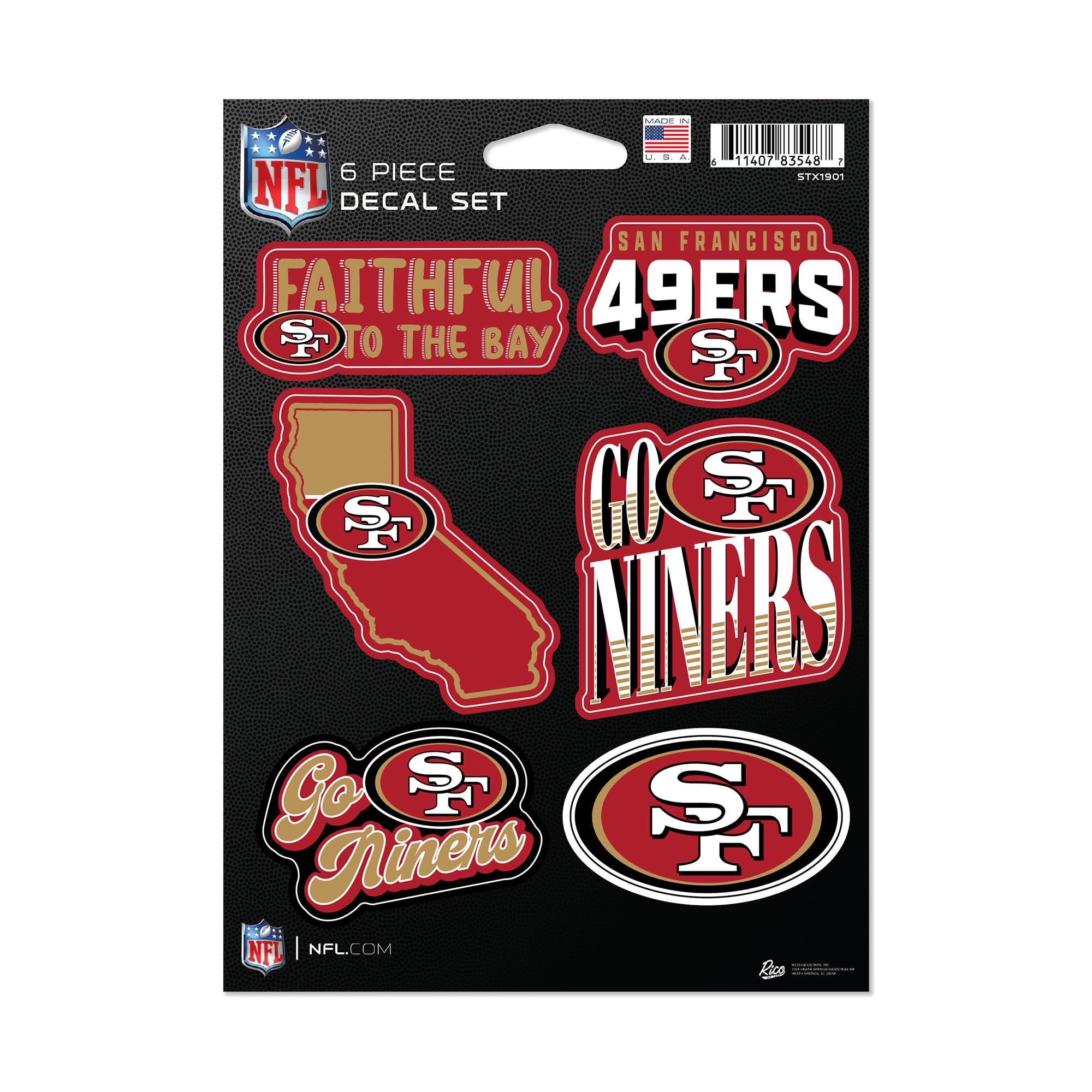 Rico Industries NFL Football 6-Piece Decal Set