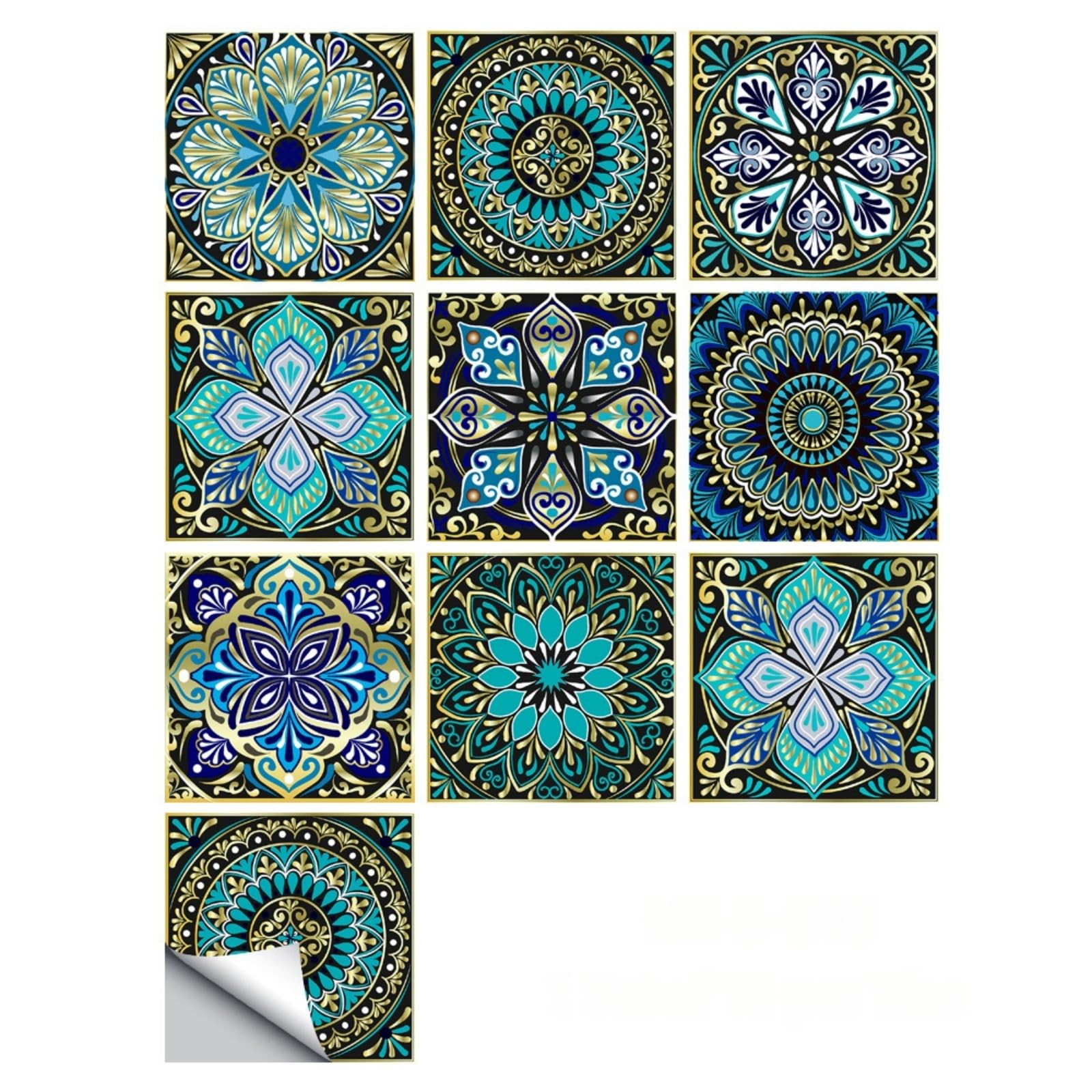 10 Peel and Stick Tile Backsplash Stickers 6"x6" DIY Backsplash Mandala Style St