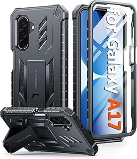 FNTCASE for Samsung Galaxy A17-5G Phone Case with Built-in Screen Protector | Rugged Kickstand, 20FT Military-Grade Drop Protection, Matte Textured, Heavy Duty Shockproof TPU Protective Cover