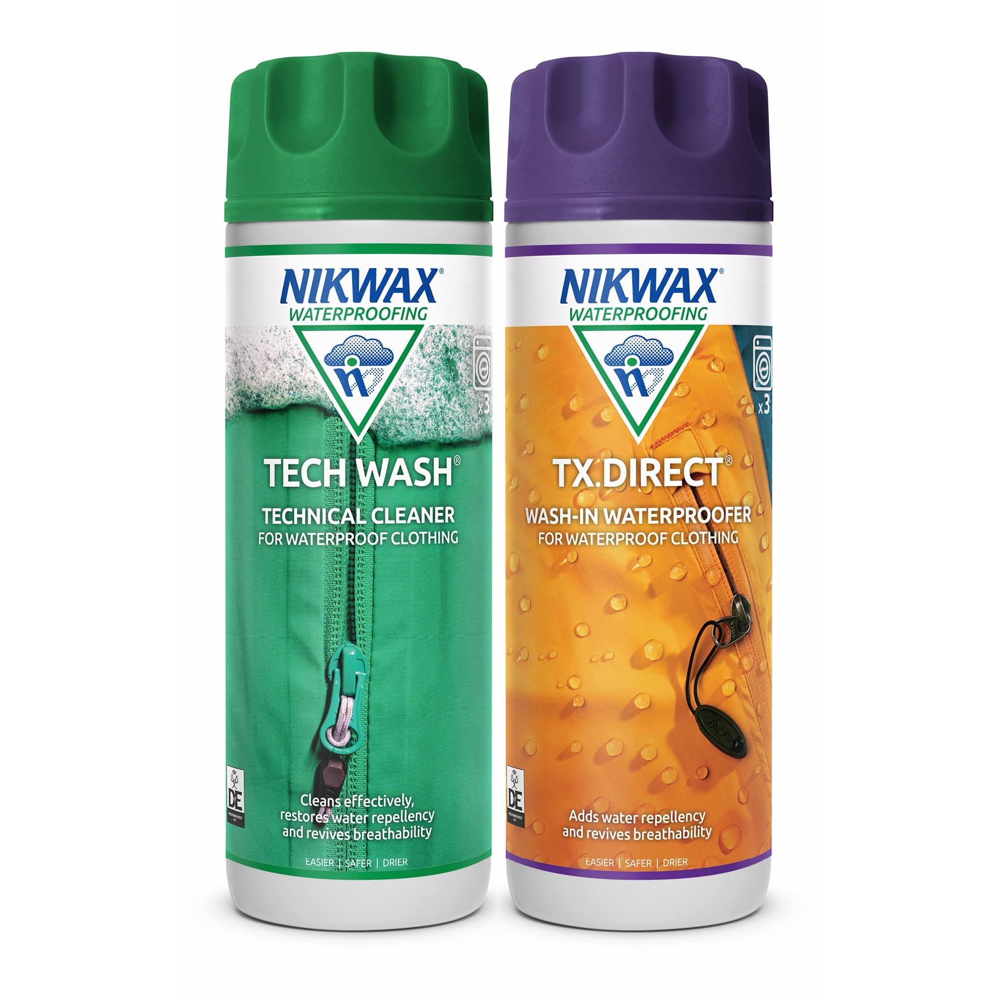 Nikwax Tech Wash & TX.Direct Twin Pack – Wash-In Cleaner and Waterproofer | for 