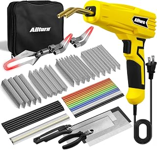 Allturn Plastic Welder 2 in 1 with the M8 Hot Cutting Tip(Yellow) | 38 PCS Welding Rods, 800 PCS Staples, Patent No. D970324