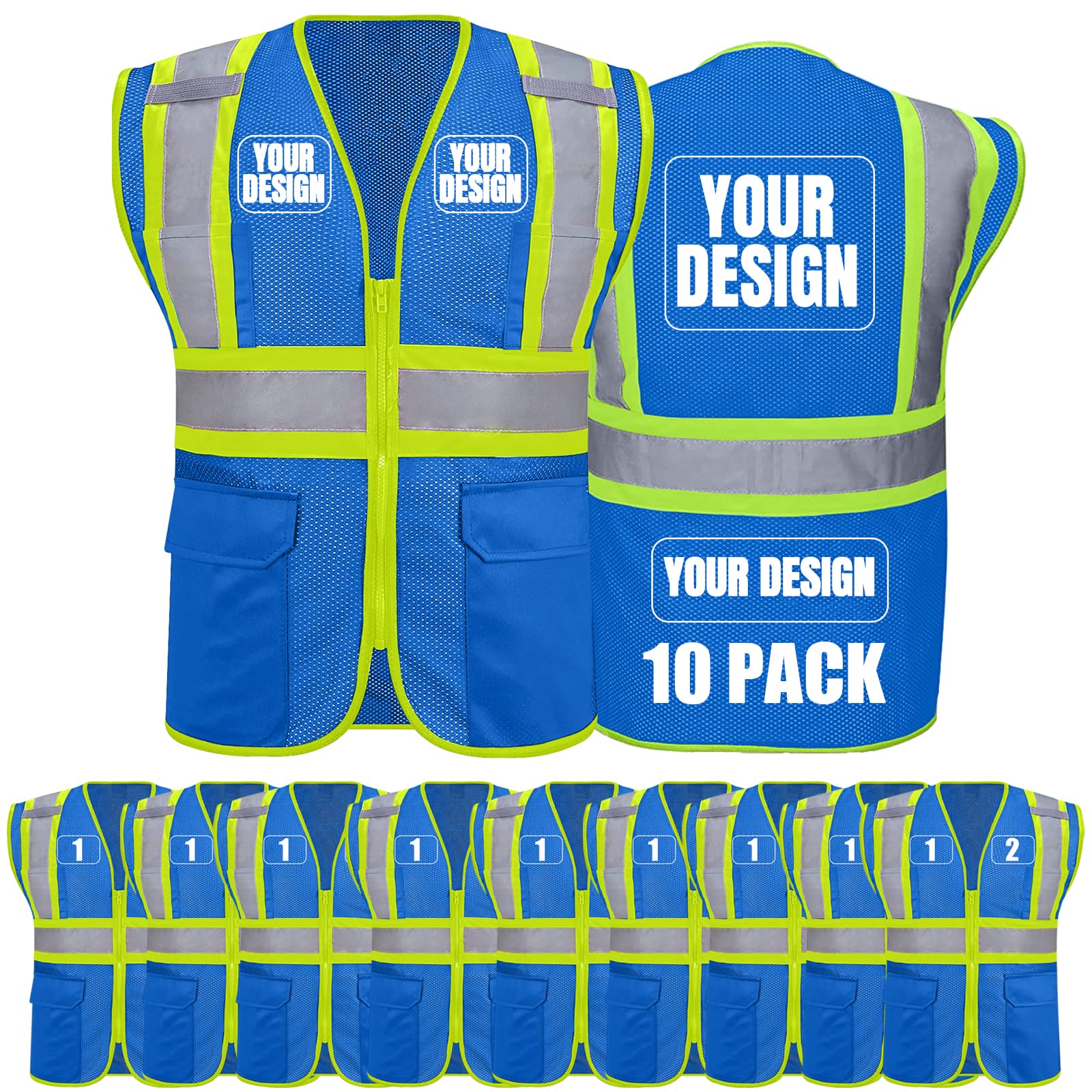 BeautyWill Custom Safety Vest Customized Logo Class 2 High Visibility Reflective