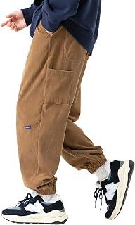 [Easykode] Corduroy Men's 9/10 Length Pants Popular Trousers Autumn Clothing Bottoms Stylish Pants Large Size Sarouel Pants Cool Cargo Pants Street Style Wide Tapered Pants Autumn Winter Spring
