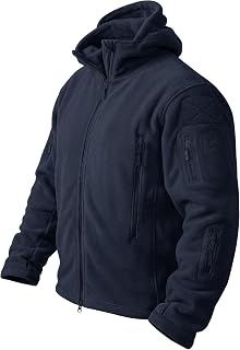 Men's Tactical Hooded Full Zip Warm Winter Outdoor Fleece Jacket