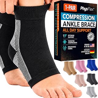 Ankle Brace Socks - Ankle Compression Sleeve - Foot Brace for Women & Men | Tendonitis, Arthritis, Ankle Support, Sports, Running, Plantar Fasciitis Relief, & Stabilizing Ankle Wrap (1-PAIR)