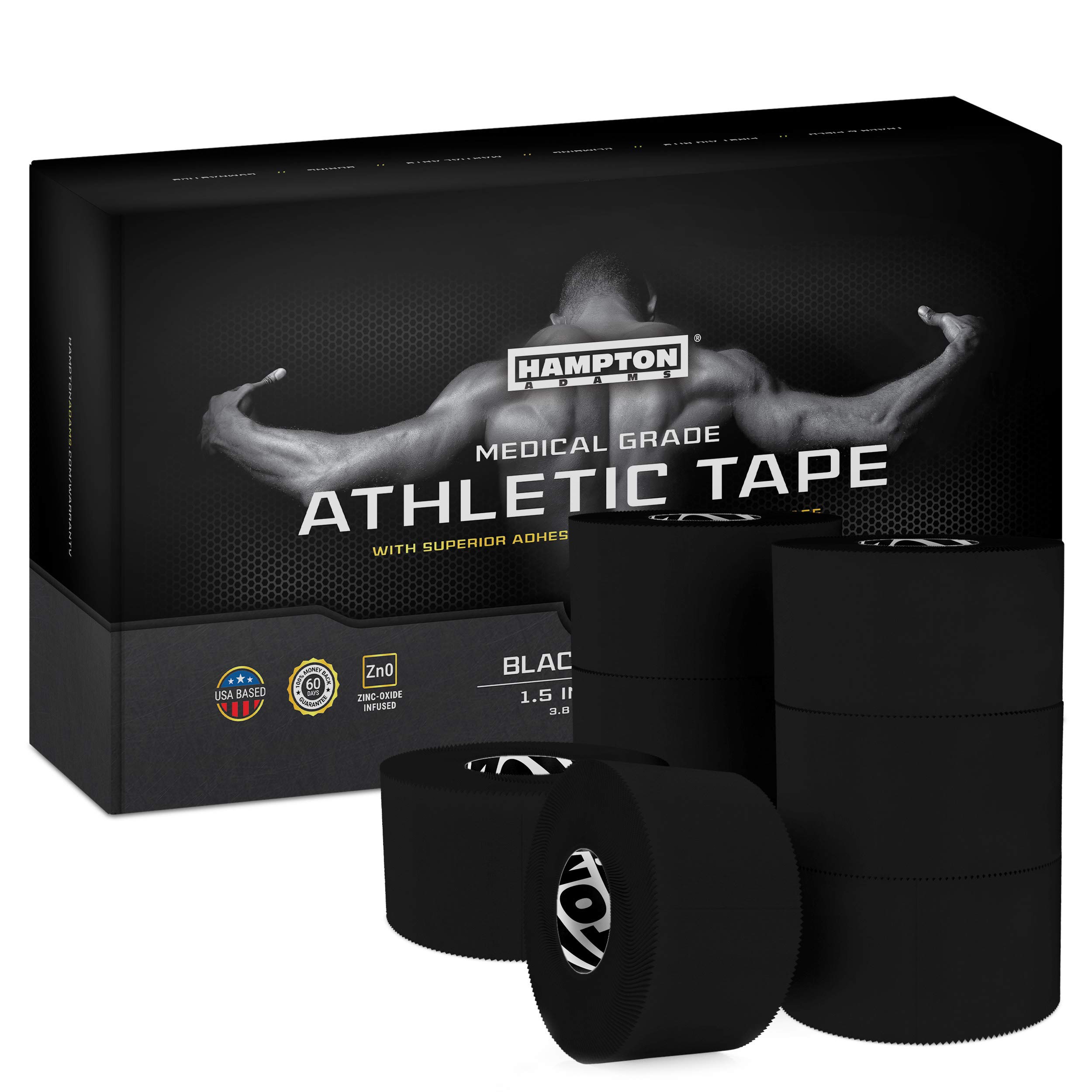 Hampton Adams Athletic Tape Multi Pack, Sports Medical Grade, Easy Tear | 8 Pack