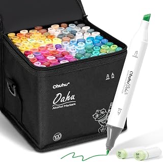 Ohuhu Alcohol Markers 100 Chisel & Fine Art Set for Drawing Sketching