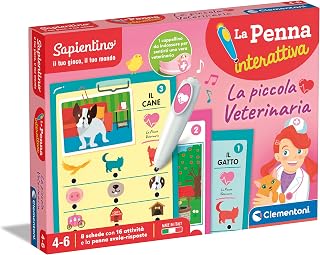 Clementoni - 16764 - Sapientino - La Piccola Veterinaria - Quiz, Schede Attività e Penna Interattiva Parlante Animali, Gioco Educativo 4 Anni - Made In Italy