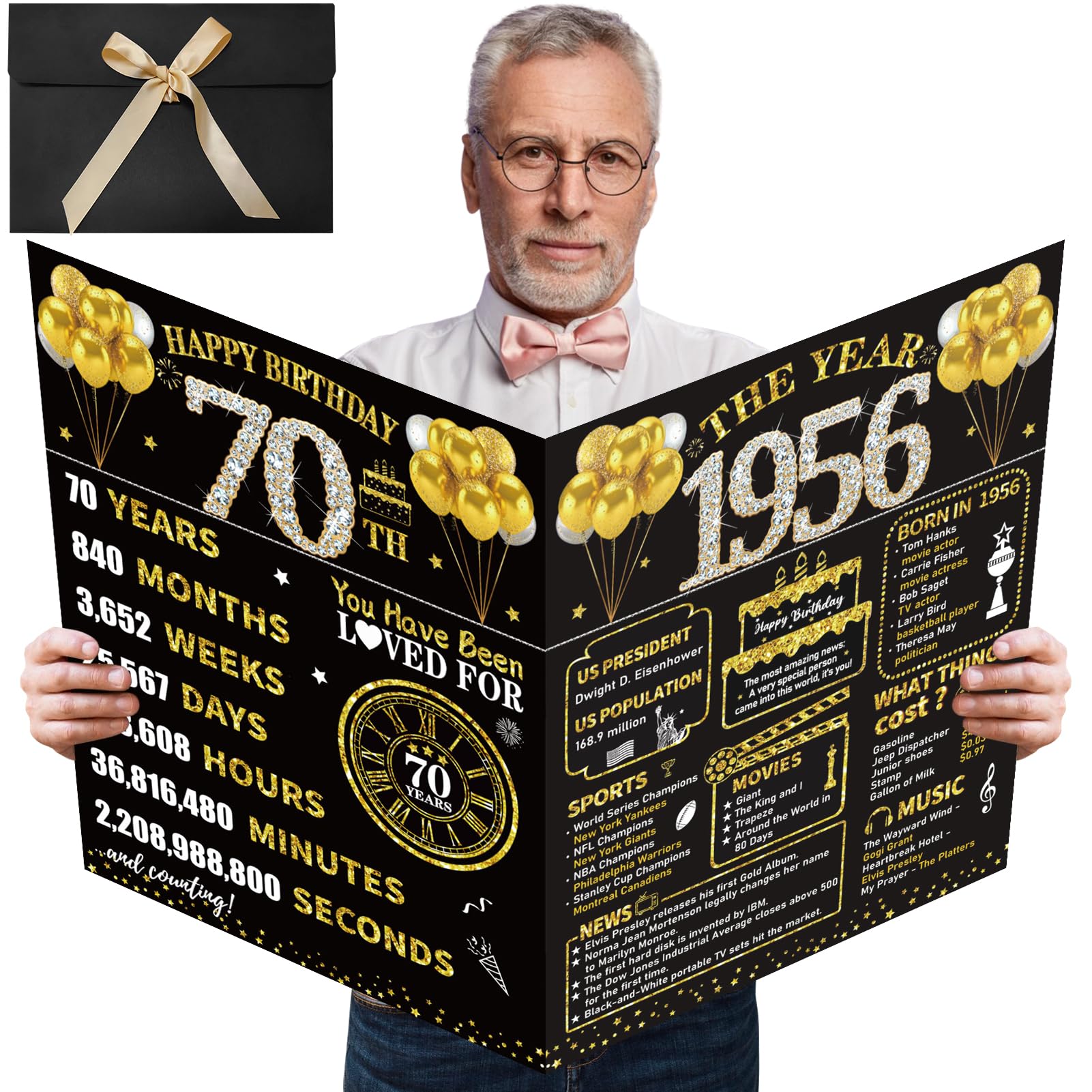 Kuxriox Large Happy 70th Birthday Card, 70th Birthday Giant Guest Book