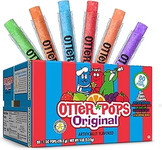 Otter Pops Freezer Pops, Original Variety Pack, 80 Count | 1 oz, Freeze Pops, Six Zippy Flavors, Gluten Free, Fat Free, Bulk Frozen Treats to Keep Freezer Stocked and Cool Down in Heat