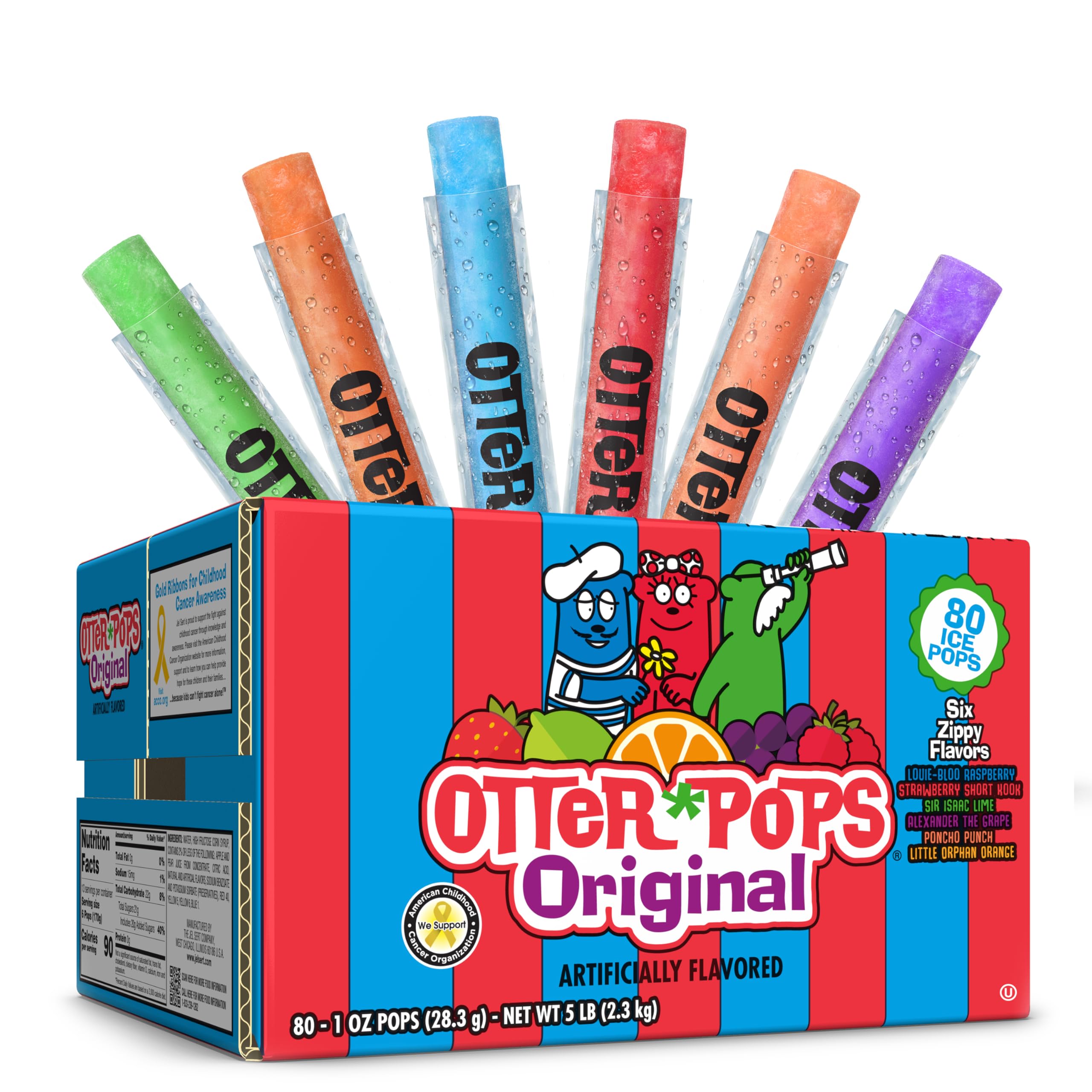 Otter Pops Freezer Pops, Original Variety Pack, 80 Count | 1 oz, Freeze Pops, Si