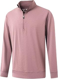 M MAELREG Men's Quarter Zip Moisture Wicking Heather Midlayer Golf 1/4 Zip Sweatshirt