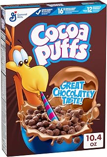 Cocoa Puffs, Chocolatey Breakfast Cereal, Made with Whole Grain, 10.4 oz | 16g Whole Grain, 12 Vitamins & Minerals, Good Source of Calcium, Great for Trail Mix or Ice Cream