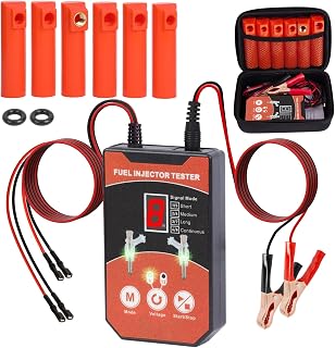 YUANRI Universal Fuel Injector Tester Cleaner Tool Kit, 6 Size Cleaning Adapters 8 Pulse Modes Injector Tester 12V/5V Output Power Drive, 4 Wire Dual Channel DIY Fuel Injector Cleaner Tools