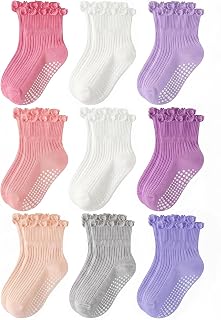 Non Slip Socks with Cotton Ruffle for Baby Girls and Boys