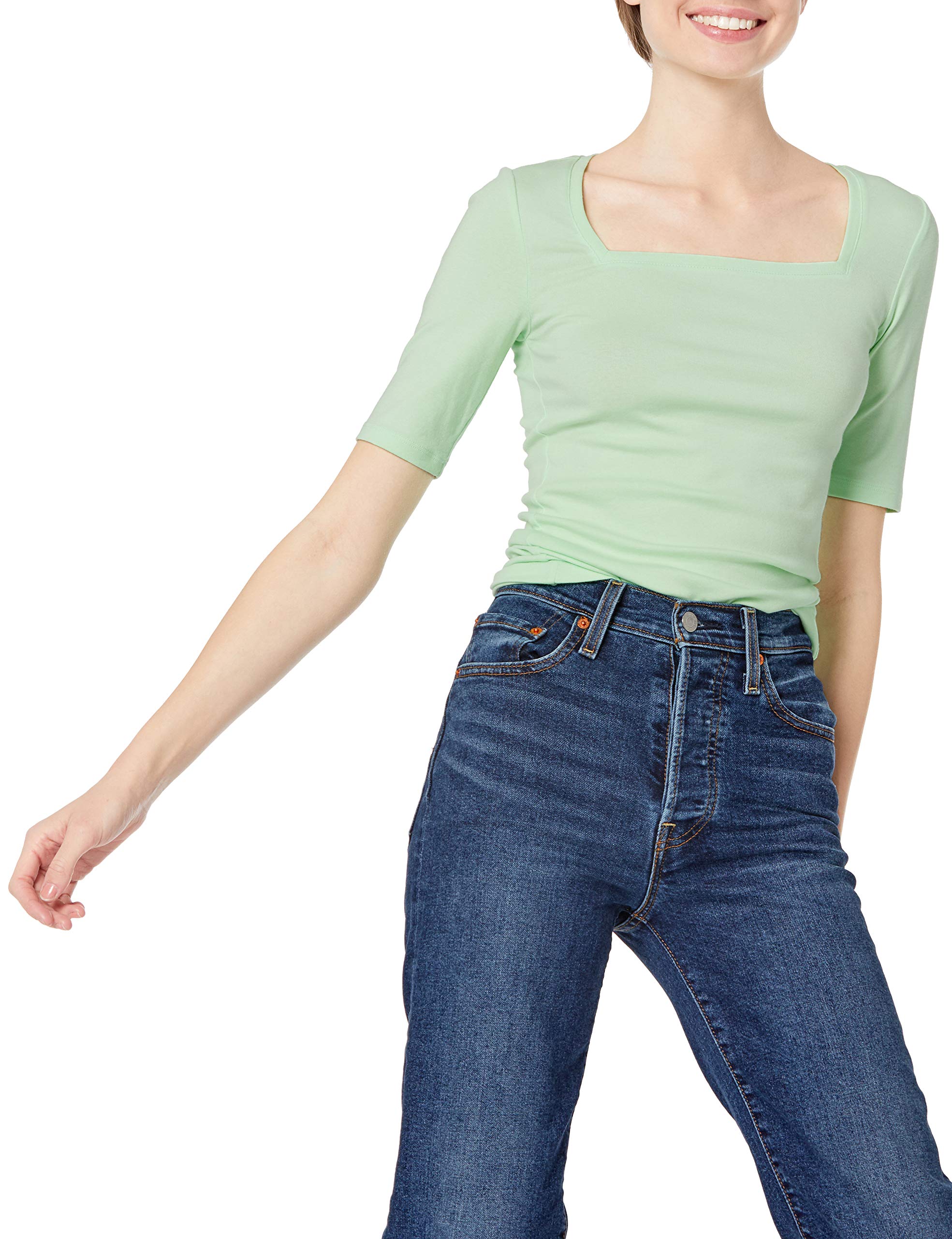 Amazon Essentials Women's Fitted T-Shirt with Square Neck and Half Sleeves