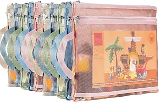TrueLux 10 Pack Mesh Zipper Pouch Bags，A4 Toy Storage & Organization Bag | Double-Layer Nylon, Puzzle Building Block Sets Toy Storage , Breathable See Through Zipper Pouch with Handle for School Game