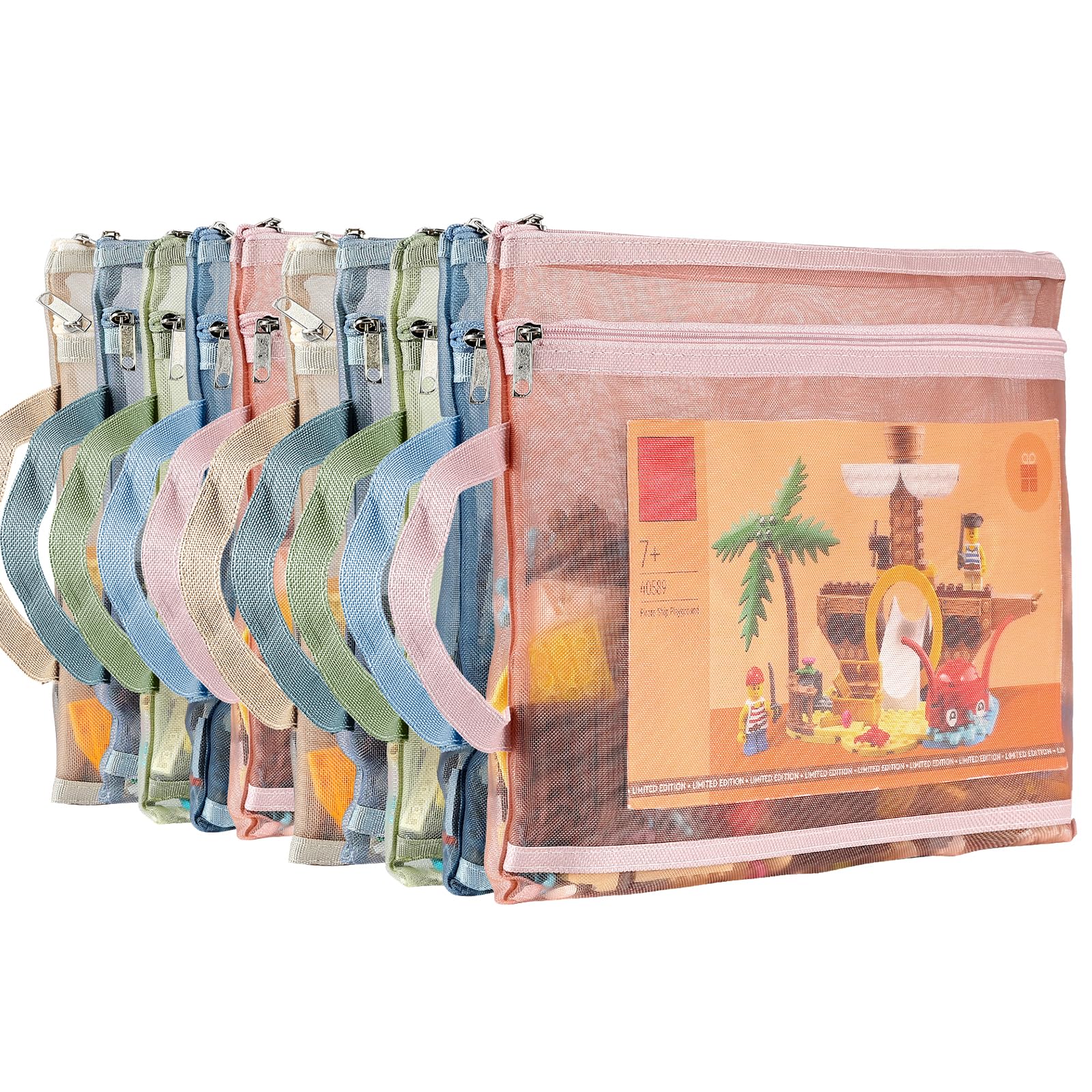 TrueLux 10 Pack Mesh Zipper Pouch Bags，A4 Toy Storage & Organization Bag | Doubl