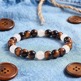 Money Attraction Bracelets for Women Men Attracts Wealth Money Tiger's Eye Chalcopyrite Dongling Jade Crystal Natural Stones Gemstones Elastic Healing Yoga Beads Bracelet Jewelry Spiritual Gift