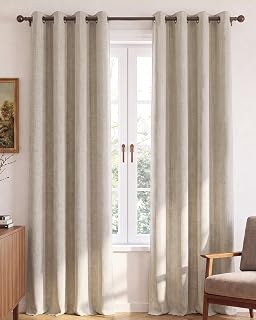 NICETOWN Oatmeal 100% Blackout Curtains, 52" Wide, 84" Long, Set of 2 | 100% Blackout, Soundproof Window Treatment Drapes, 52" Wide Per Panel, Set of 2