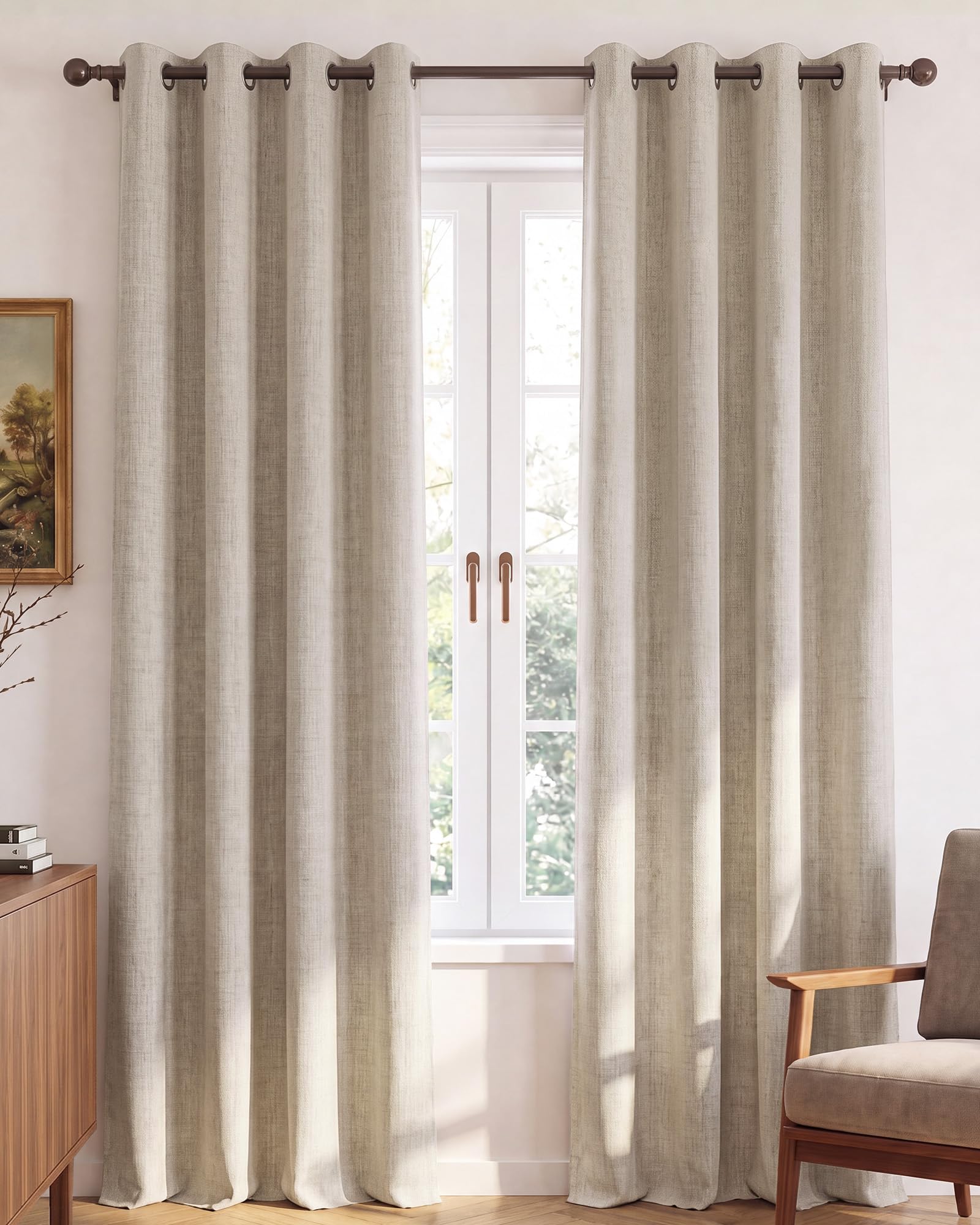 NICETOWN Oatmeal 100% Blackout Curtains, 52" Wide, 84" Long, Set of 2 | 100% Bla