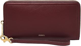 Fossil Women's Logan Leather RFID-Blocking Zip Around Clutch Wallet with Wristlet Strap for Women