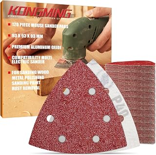 KONGMING 120 Pieces Sandpaper for Sander Grit 40 Sanding Cards 6 Holes for Orbital Sander