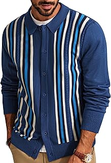 PJ PAUL JONES Mens Casual Turtleneck Slim Fit Long Sleeve Button Down Cable Knit Sweaters