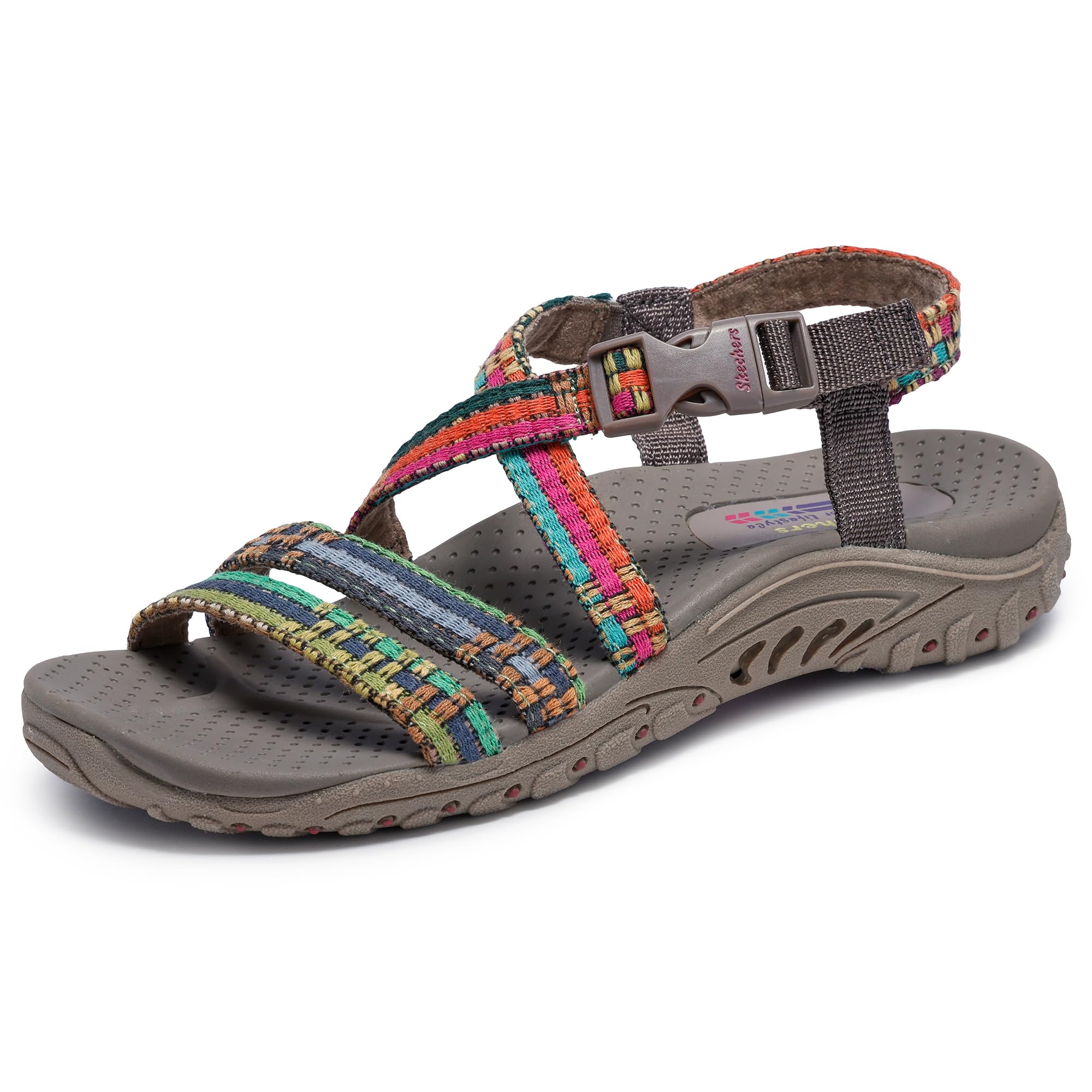 Skechers Women's Reggae-Sew Me-Boho Woven Strap Slingback Sandal