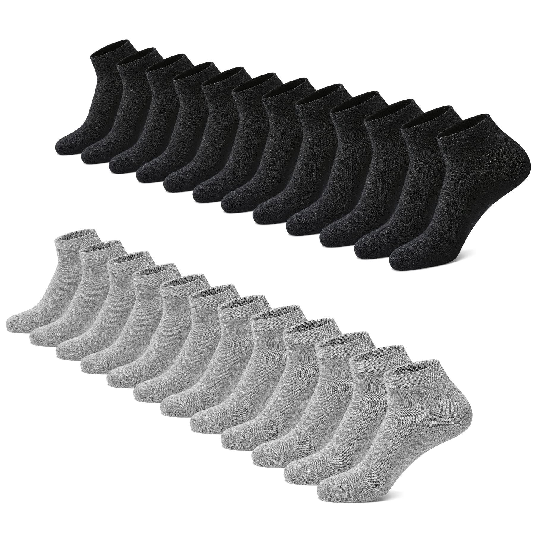 FALARY Men's Ankle Socks 12 Pairs Sports Short Breathable Cotton Non-Slip
