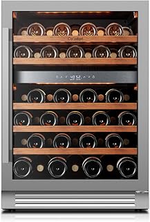 Ca'Lefort 24 Inch Wine Fridge, 51-Bottle Built-In Wine Cooler | 40-65°F Control, Adjustable Shelves, Glass Door & 3-Color LED, Automatic Defrost, Under Counter or Freestanding for Home Bar