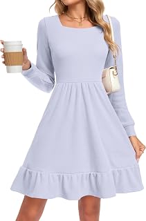 AUSELILY Women's Long Sleeve Knit Dress with Pockets