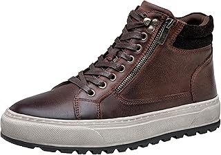 Jousen Zapatos casuales de cuero de primera calidad con cremallera lateral, botas altas de moda para hombre