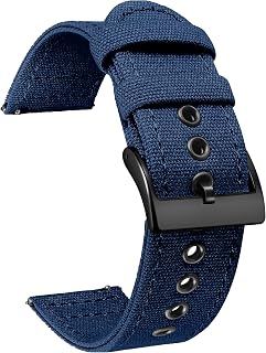 BINLUN Canvas Watch Strap Quick Release Fabric Watch Straps 18 mm 20 mm 22 mm 24 mm Textile Replacement Straps for Men and Women with Silver/Black Buckle