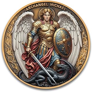 Archangel Michael Challenge Coin - Saint Michael Prayer Coin for Protection, Military & Christian Inspirational Gift, Bronze Finish Commemorative Token