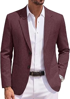 COOFANDY Men's Leisure Jacket with 2 Buttons Lapel Collar Regular Fit